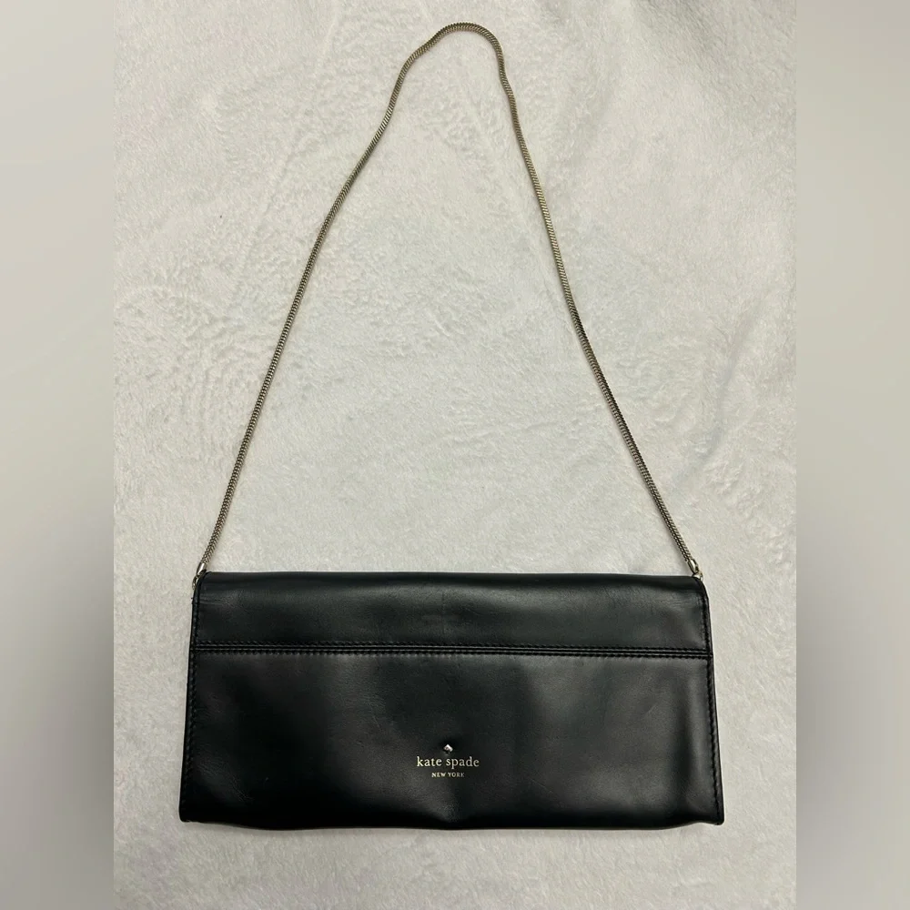 Kate Spade Wise Owl Leather & Metallic Clutch Convertible Shoulder Purse Bag - Picture 2 of 10